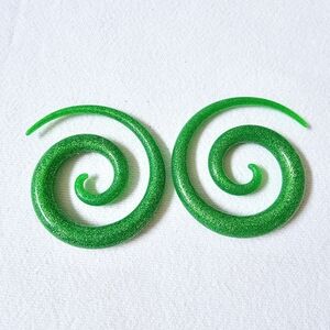 Tapers 1/2" 12Spiral Plugs Piercing Handmade Hanger Ear Gauges Peering Set Green